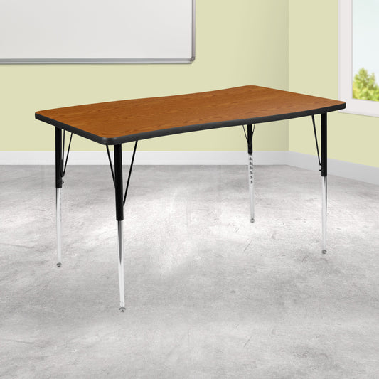 28"W x 48"L Oak Activity Table XU-A3048-CON-OAK-T-A-GG