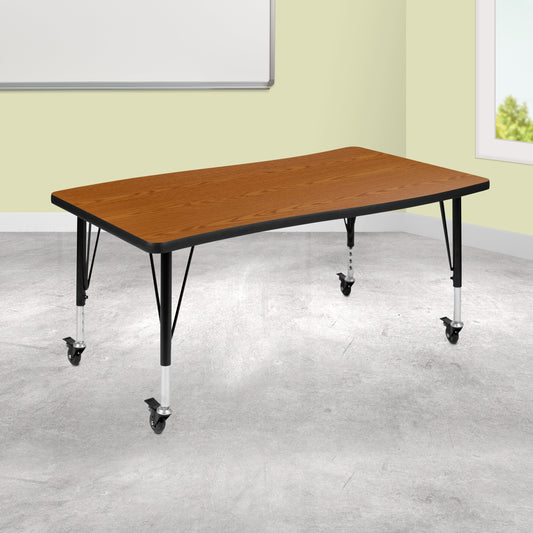 28"W x 48"L Oak Activity Table XU-A3048-CON-OAK-T-P-CAS-GG