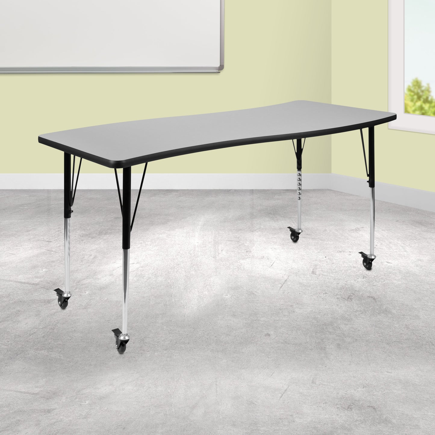 26"Wx60"L Grey Activity Table XU-A3060-CON-GY-T-A-CAS-GG