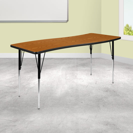 26"W x 60"L Oak Activity Table XU-A3060-CON-OAK-T-A-GG