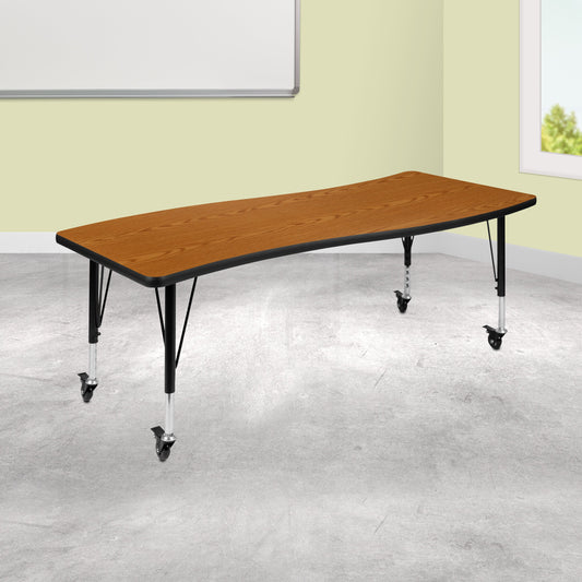 26"W x 60"L Oak Activity Table XU-A3060-CON-OAK-T-P-CAS-GG