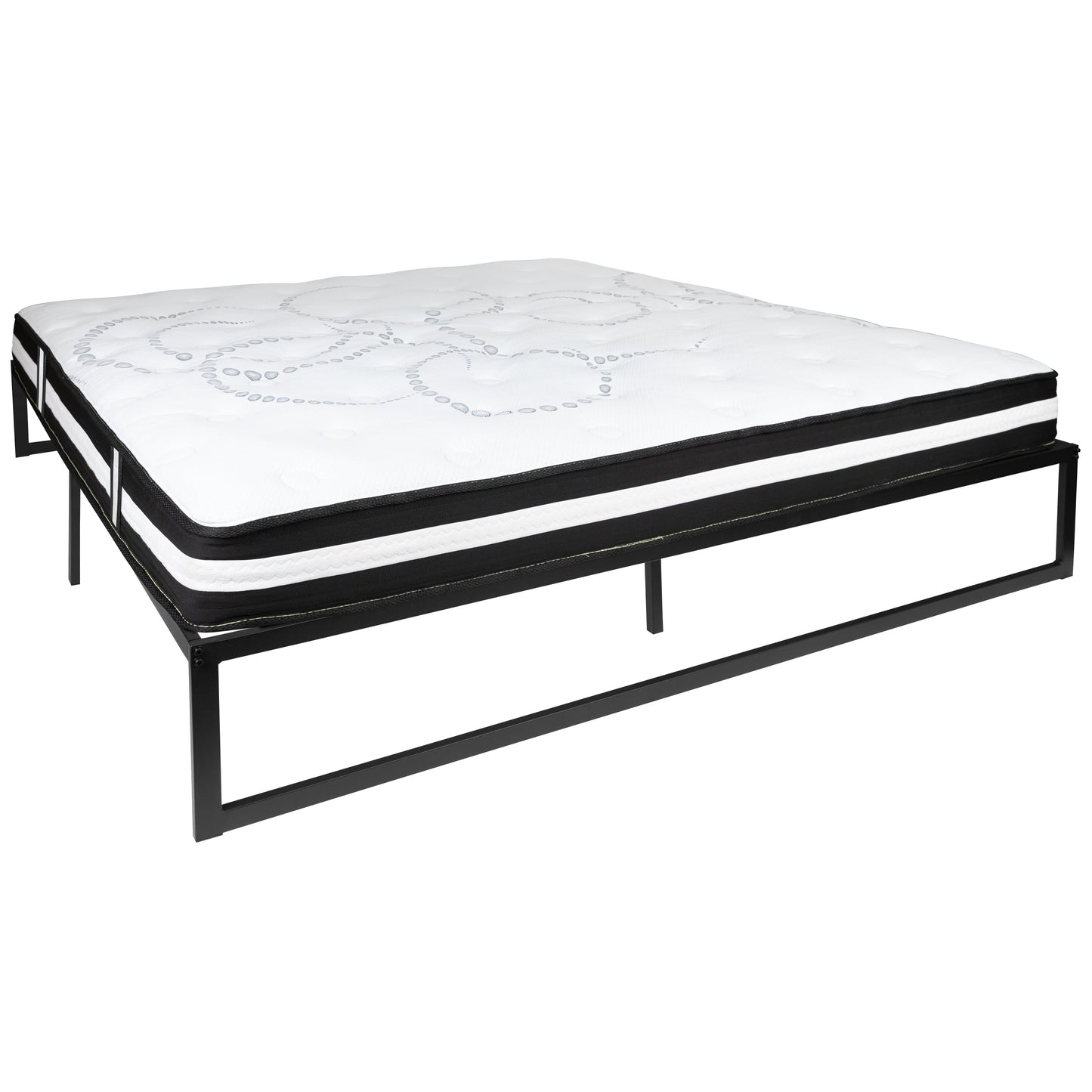 King Bed Frame & Mattress Set XU-BD10-12PSM-K-GG