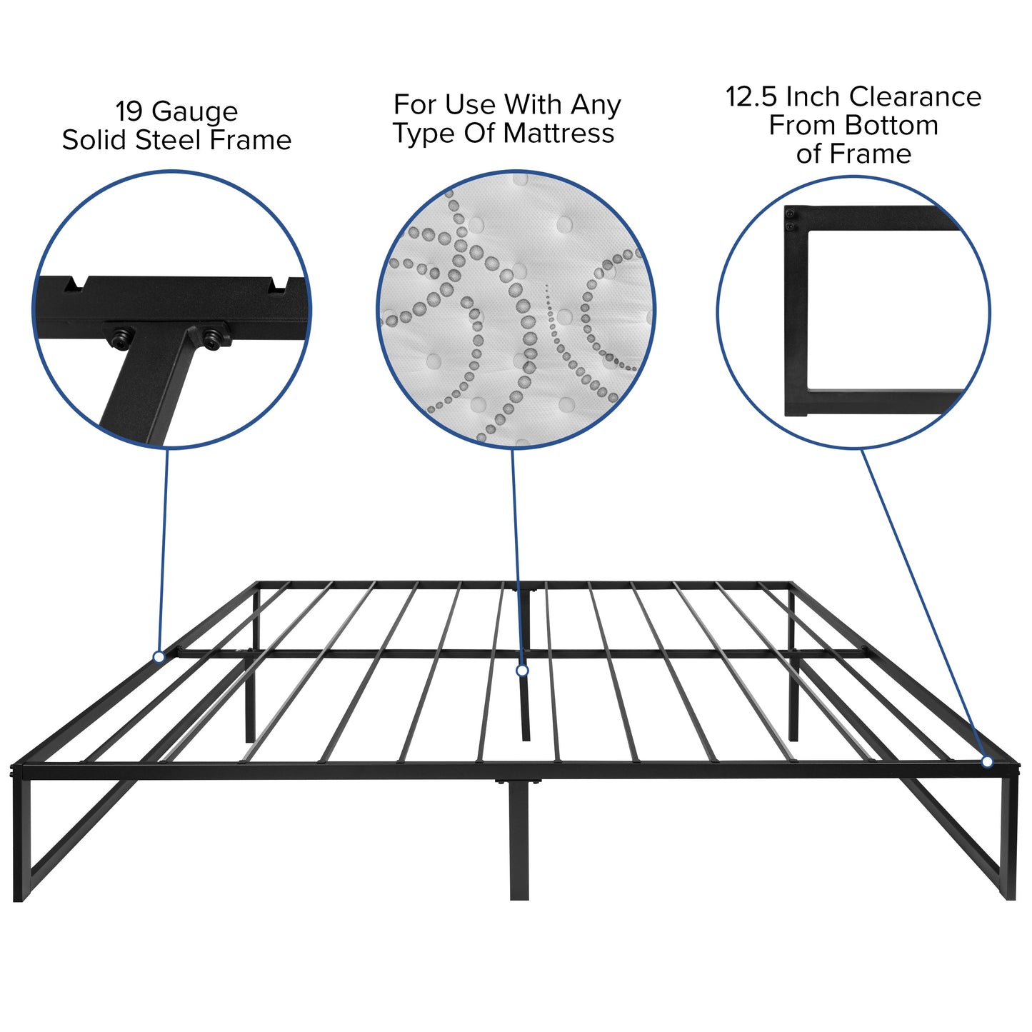 King Bed Frame & Mattress Set XU-BD10-12PSM-K-GG