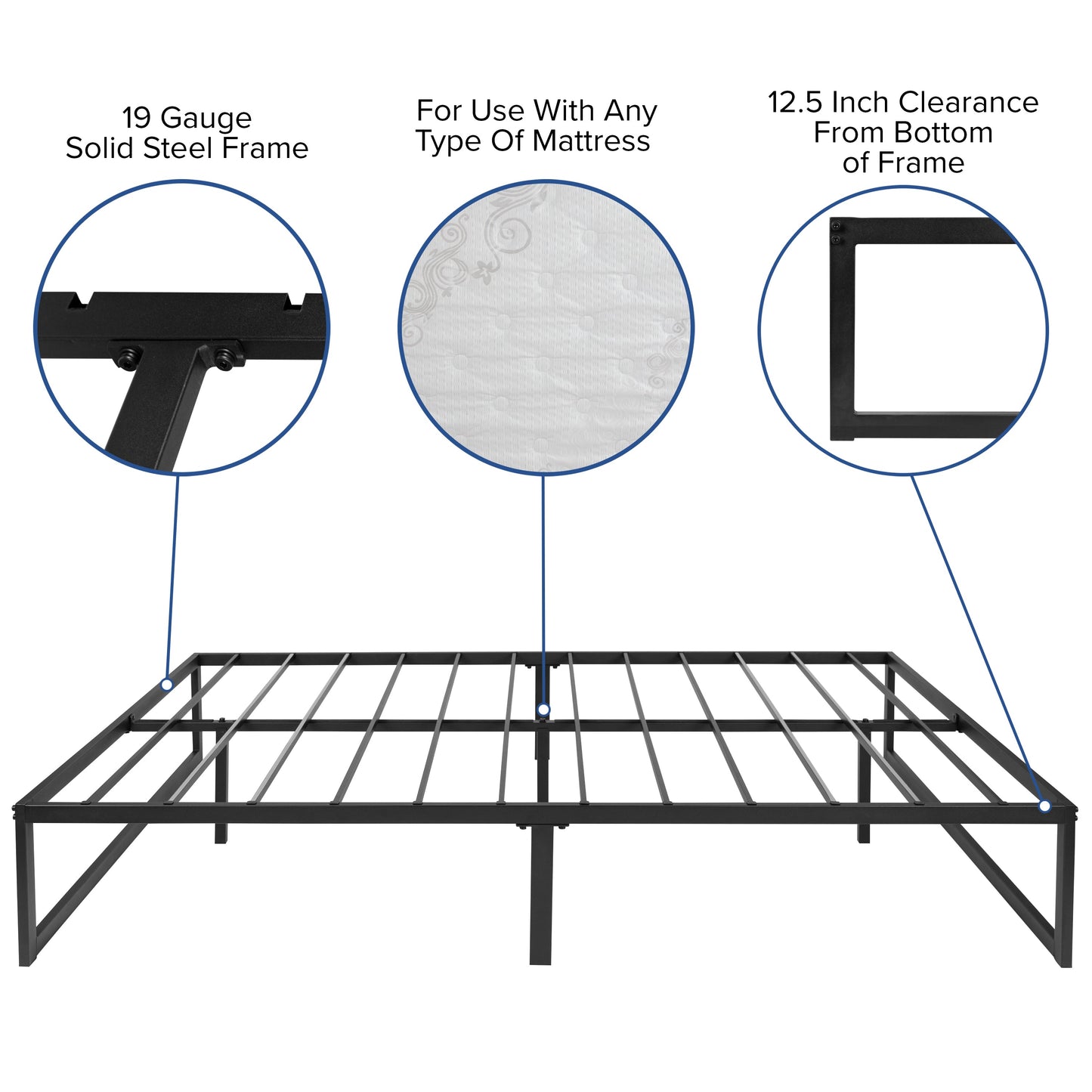 Full Bed Frame & Mattress Set XU-BD10001-12MFM-F-GG