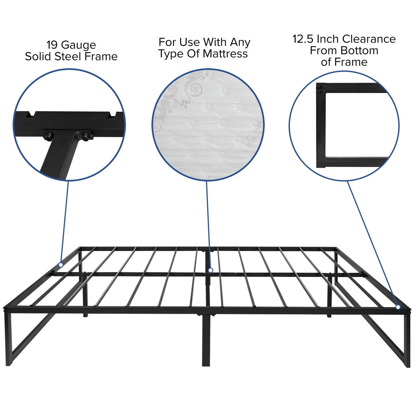 Queen Bed Frame & Mattress Set XU-BD10001-12MFM-Q-GG