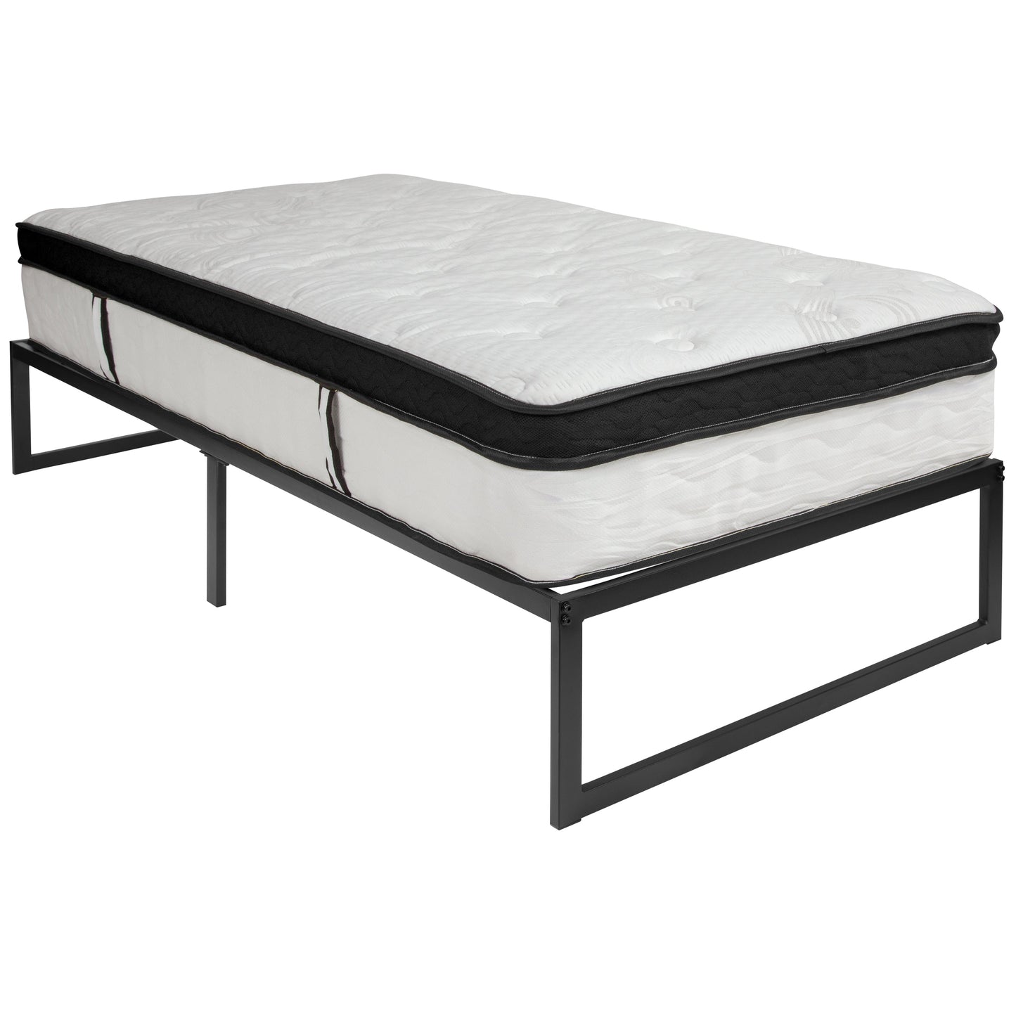 Twin Bed Frame & Mattress Set XU-BD10001-12MFM-T-GG