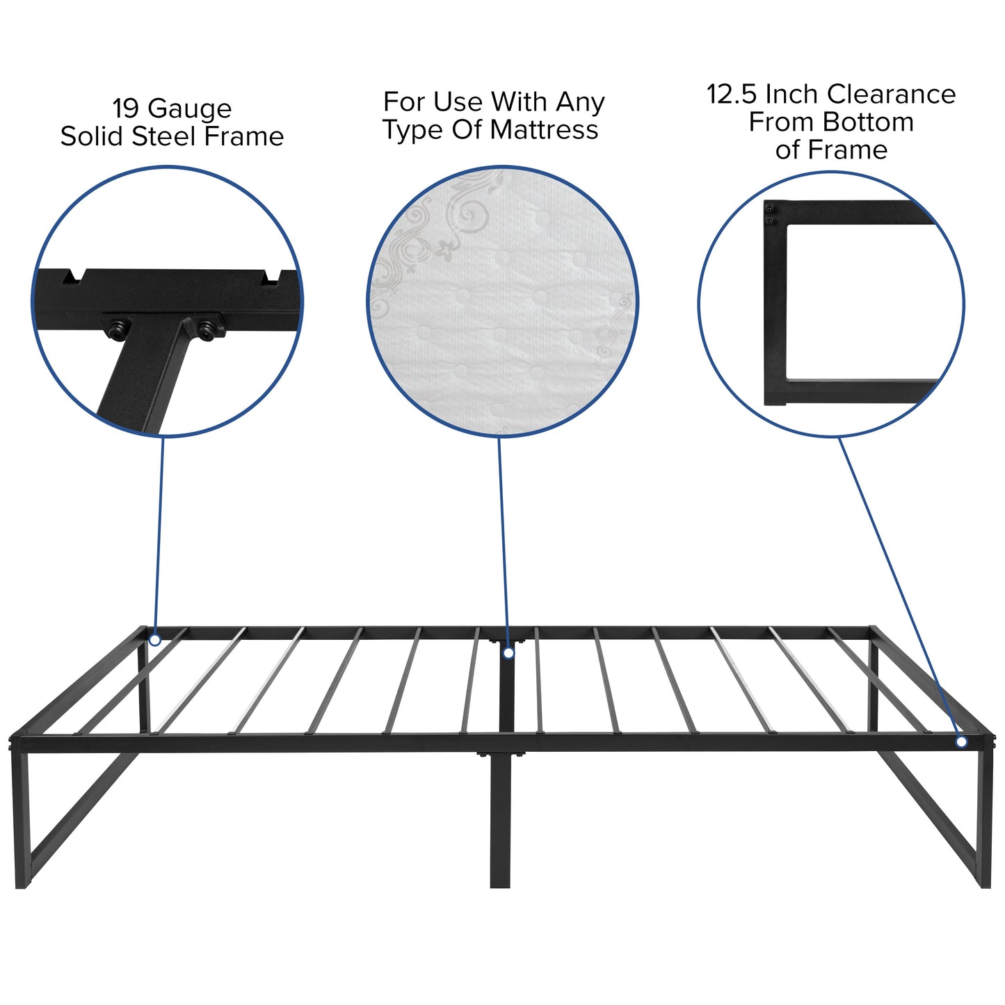 Twin Bed Frame & Mattress Set XU-BD10001-12MFM-T-GG