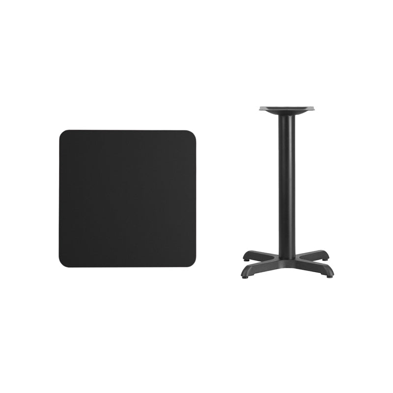 24SQ Black Table-22x22 X-Base XU-BLKTB-2424-T2222-GG