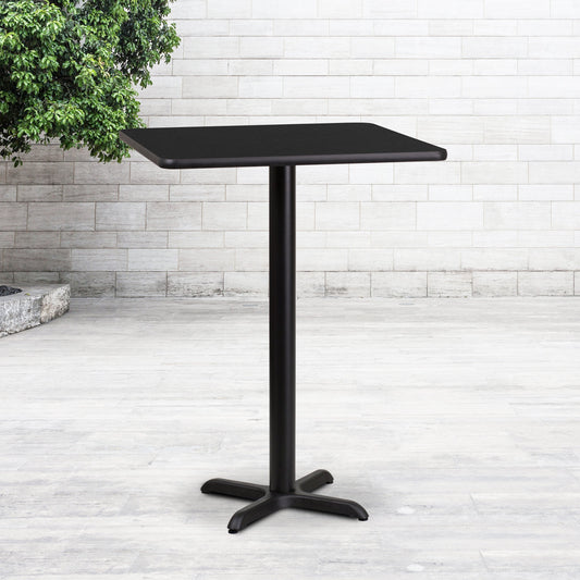 24SQ Black Table-22x22 X-Base XU-BLKTB-2424-T2222B-GG