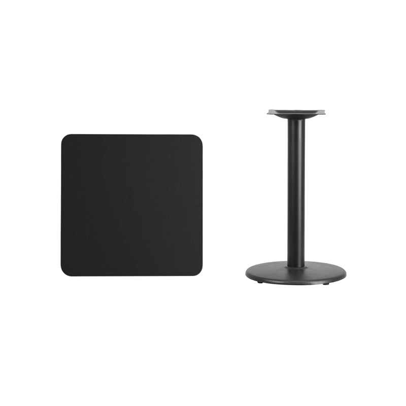 24SQ Black Table-18RD Base XU-BLKTB-2424-TR18-GG