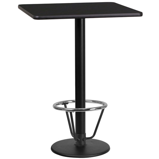 24SQ Black Table-18RD Base XU-BLKTB-2424-TR18B-3CFR-GG