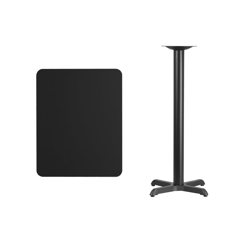 24x30 Black Table-22x22 X-Base XU-BLKTB-2430-T2222B-GG