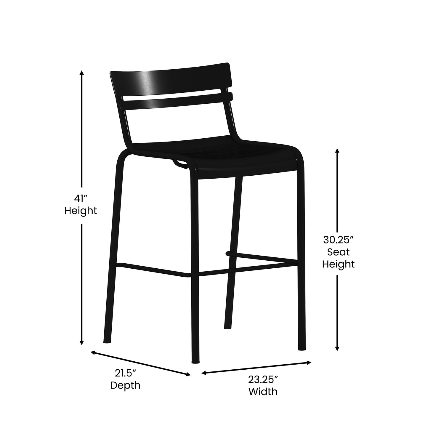 Modern Armless Commercial Grade Indoor/Outdoor Steel Stacking Bar Stool