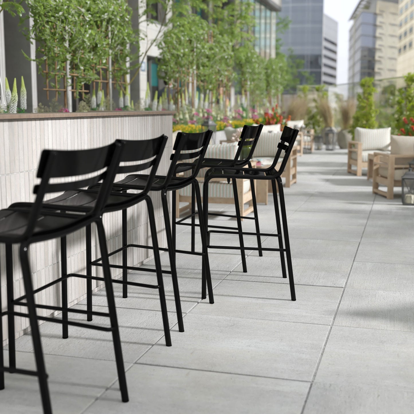 Modern Armless Commercial Grade Indoor/Outdoor Steel Stacking Bar Stool