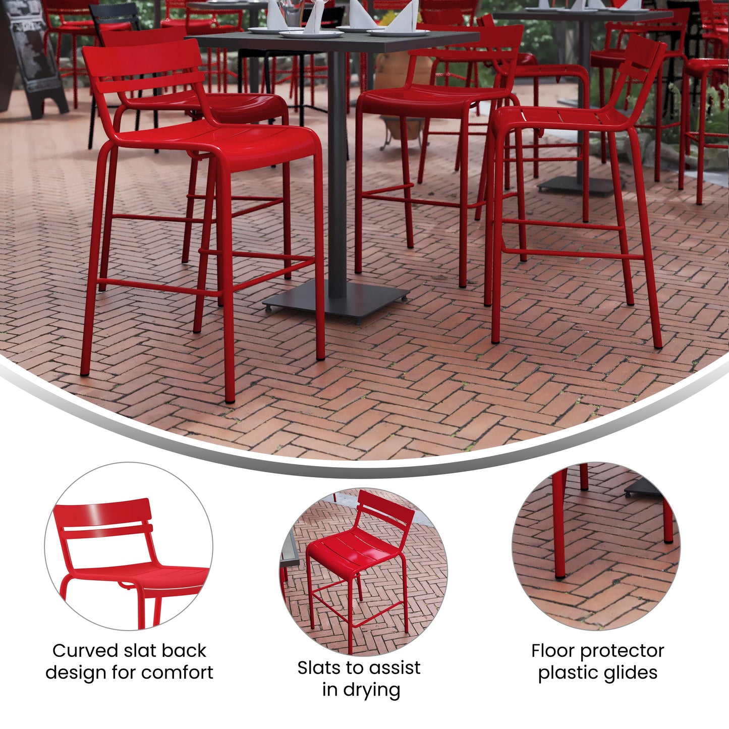 Modern Armless Commercial Grade Indoor/Outdoor Steel Stacking Bar Stool