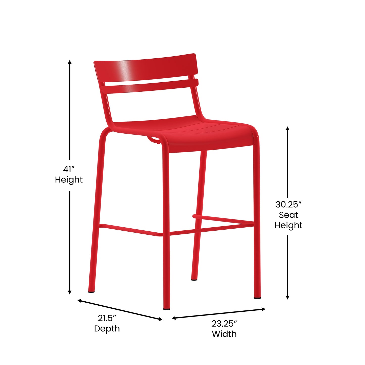 Red Steel Bar Stool XU-CH-10318-B-RED-GG