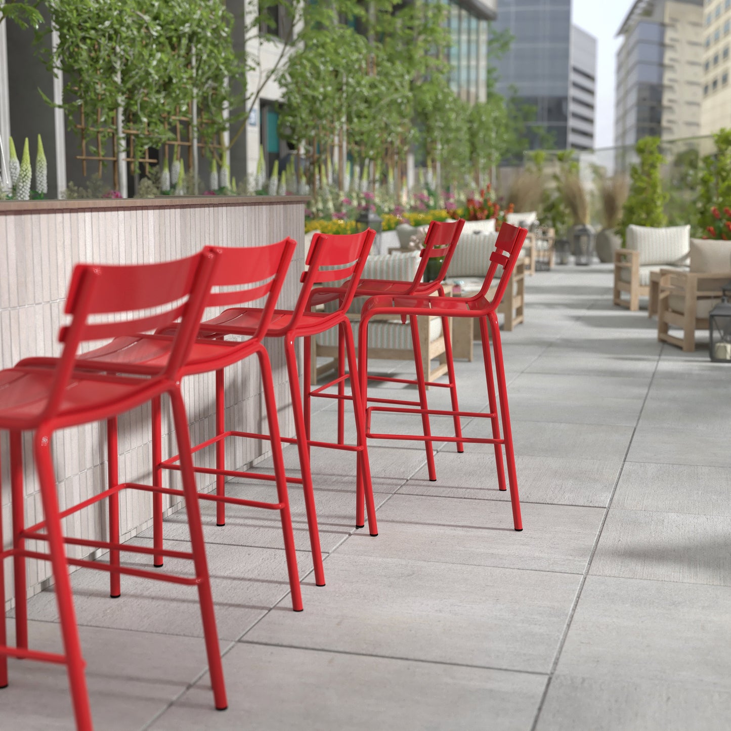 Modern Armless Commercial Grade Indoor/Outdoor Steel Stacking Bar Stool