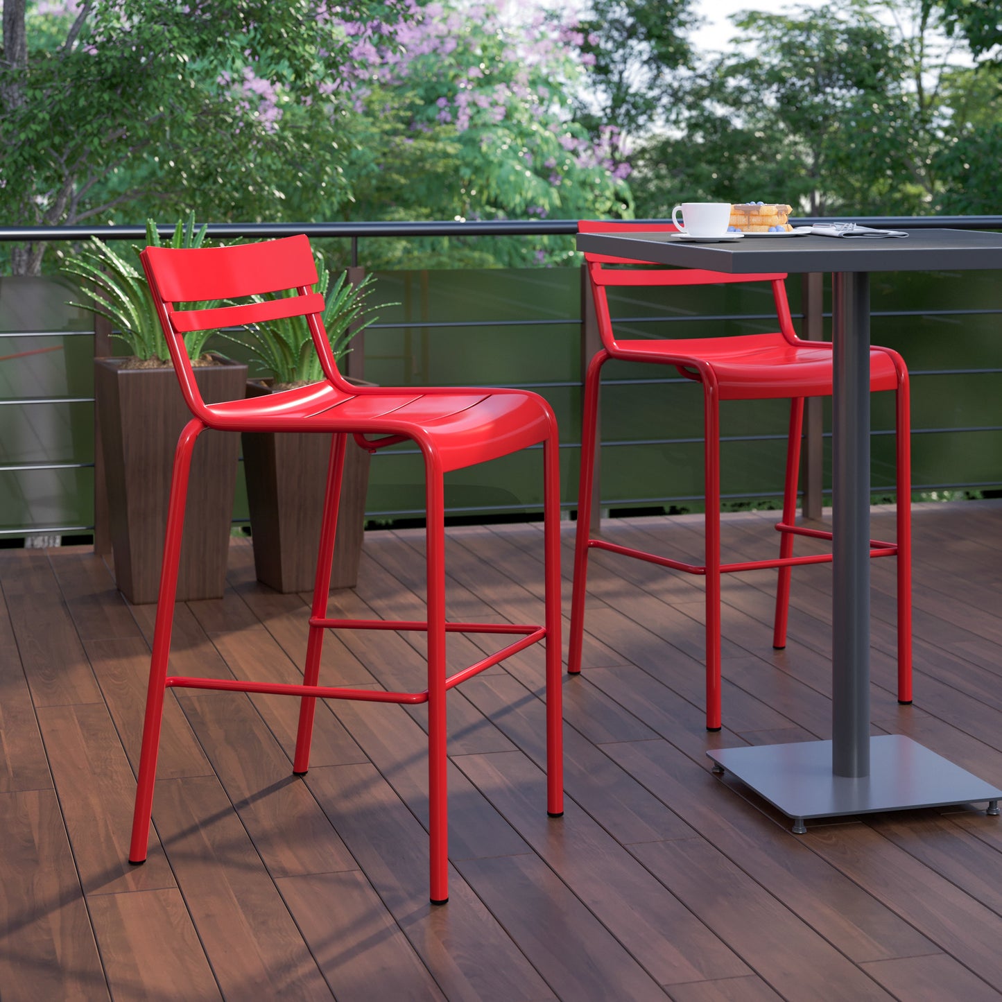 Red Steel Bar Stool XU-CH-10318-B-RED-GG