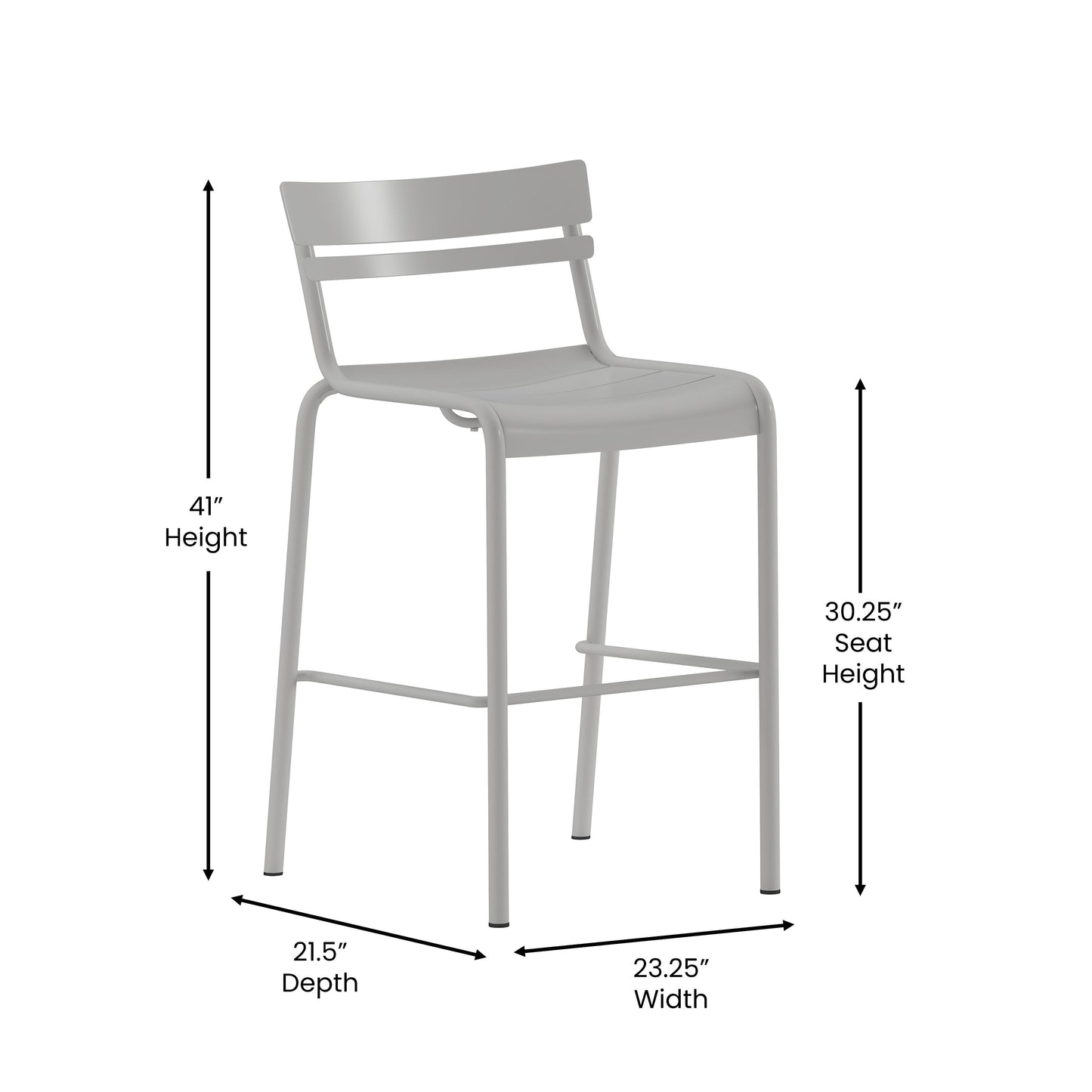 Silver Steel Bar Stool XU-CH-10318-B-SIL-GG