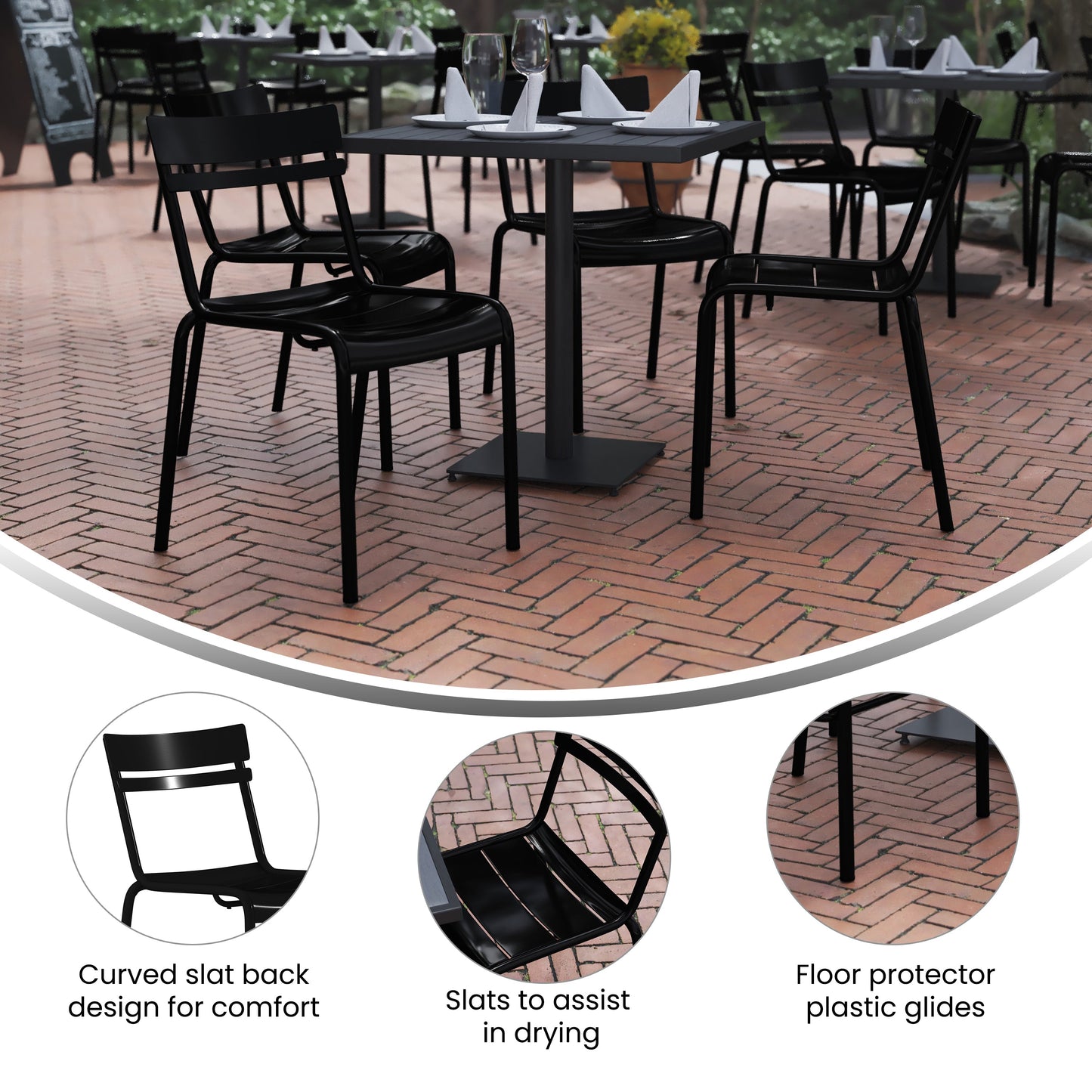 Modern Commercial Grade Indoor/Outdoor Armless Steel Stack Chair