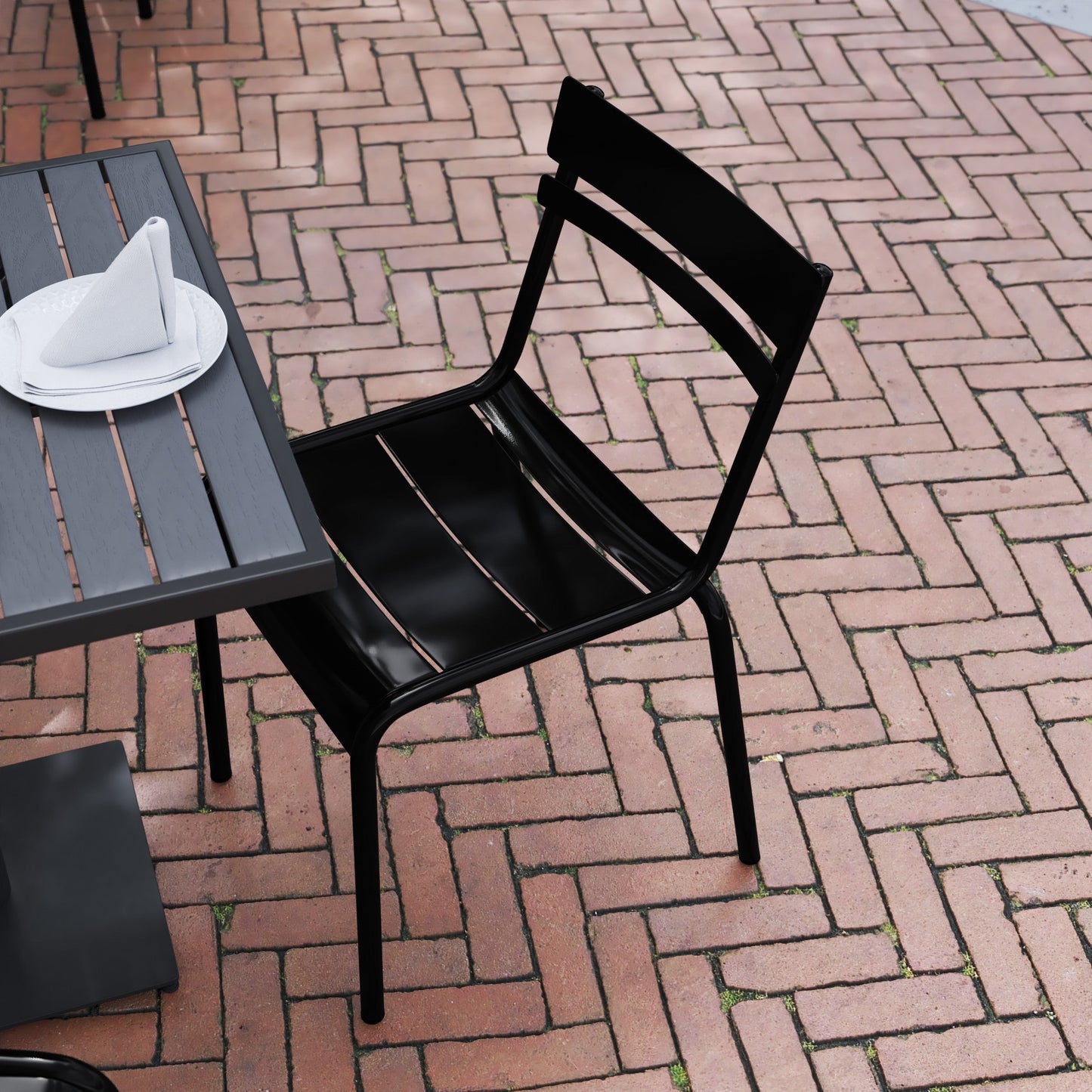 Modern Commercial Grade Indoor/Outdoor Armless Steel Stack Chair