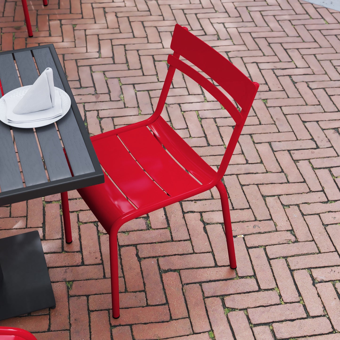 Modern Commercial Grade Indoor/Outdoor Armless Steel Stack Chair