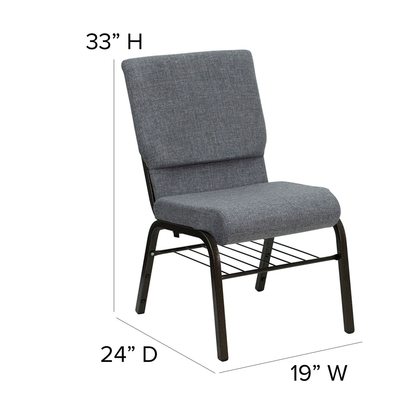 Gray Fabric Church Chair XU-CH-60096-BEIJING-GY-BAS-GG