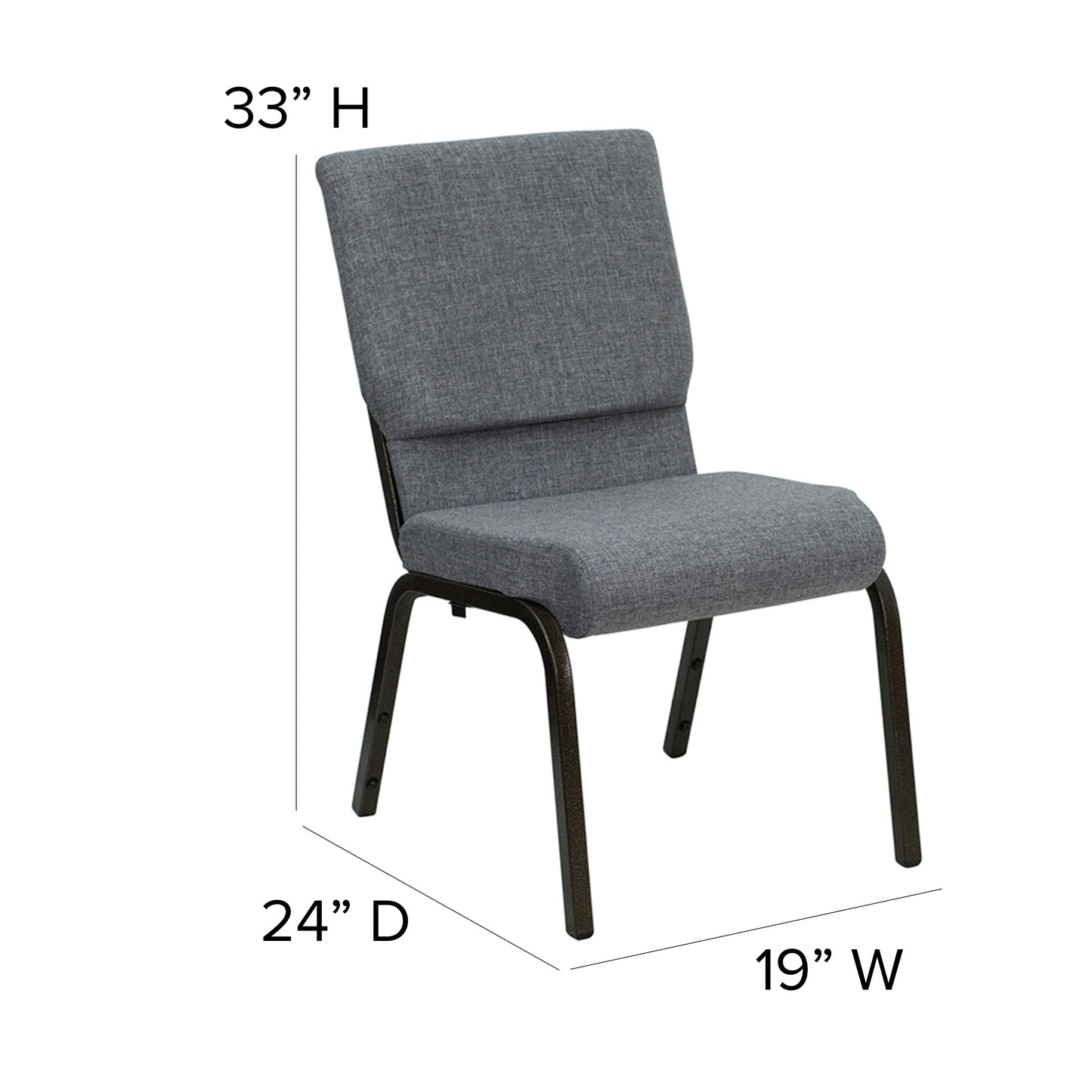 Gray Fabric Church Chair XU-CH-60096-BEIJING-GY-GG