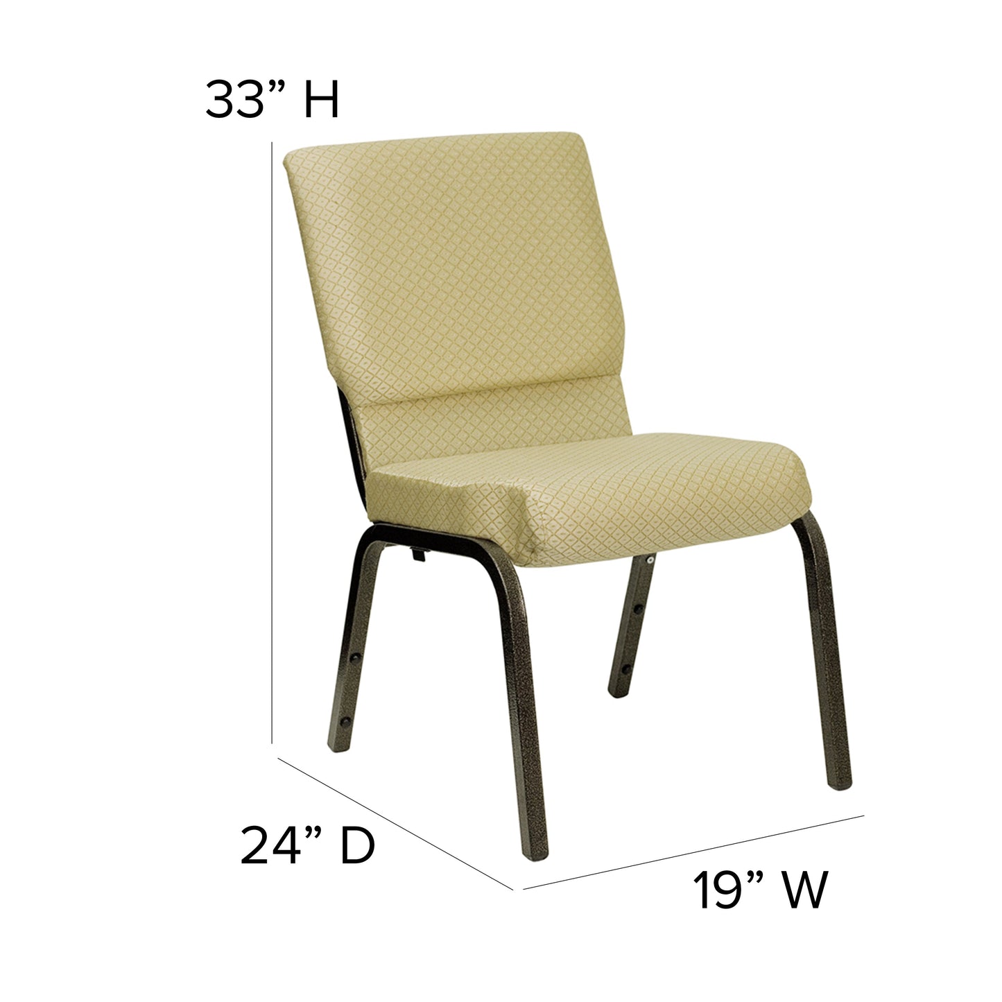 Beige Fabric Church Chair XU-CH-60096-BGE-GG