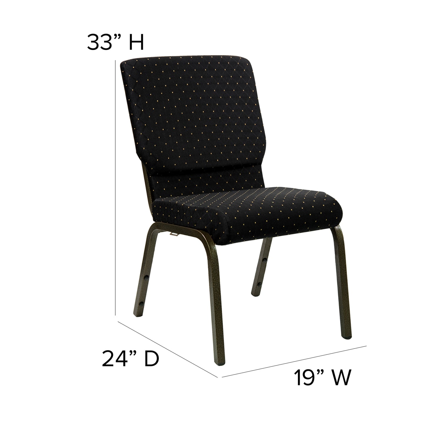 Black Dot Fabric Church Chair XU-CH-60096-BK-GG