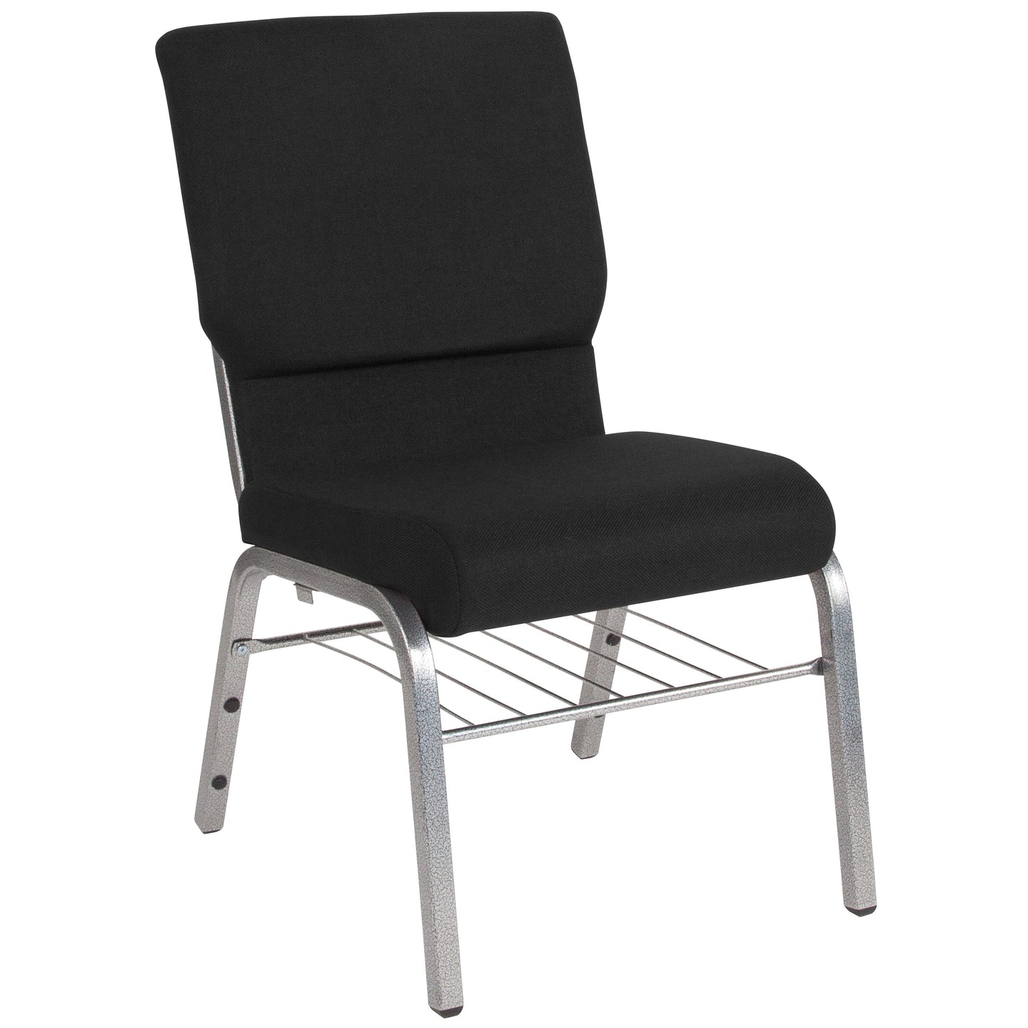 Black Fabric Church Chair XU-CH-60096-BK-SV-BAS-GG