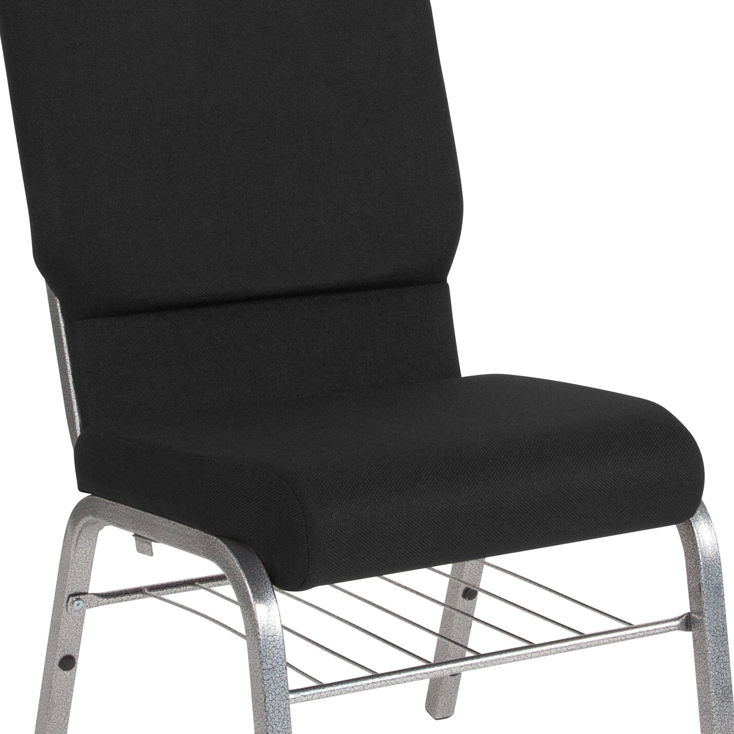 Black Fabric Church Chair XU-CH-60096-BK-SV-BAS-GG