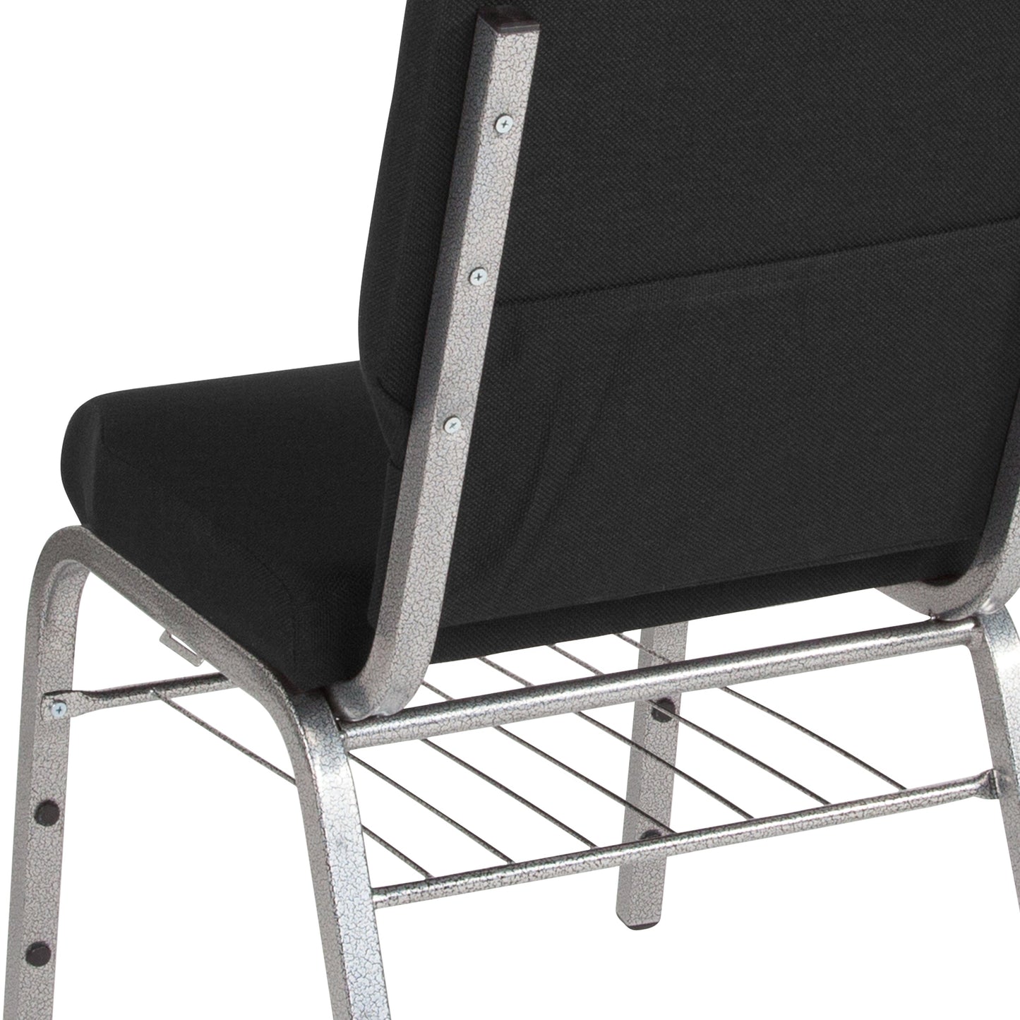 Black Fabric Church Chair XU-CH-60096-BK-SV-BAS-GG