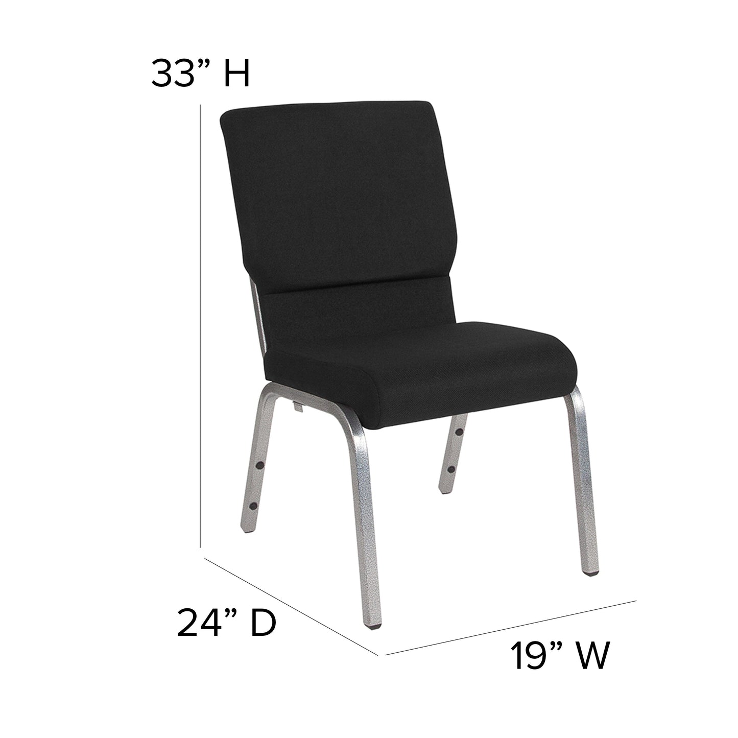 Black Fabric Church Chair XU-CH-60096-BK-SV-GG