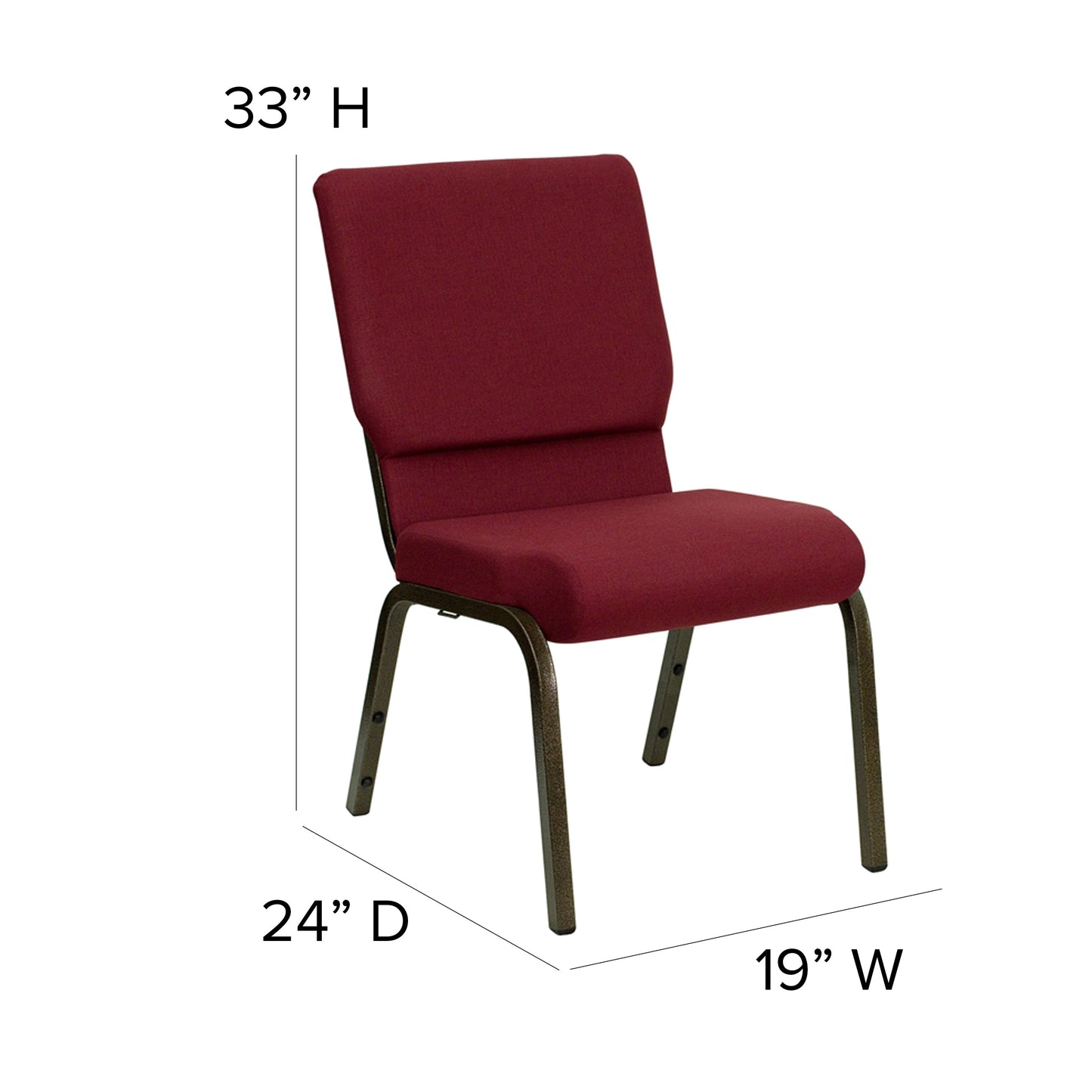 Burgundy Fabric Church Chair XU-CH-60096-BY-GG