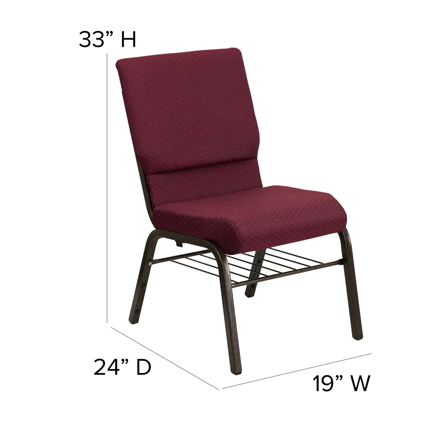 Burgundy Fabric Church Chair XU-CH-60096-BYXY56-BAS-GG