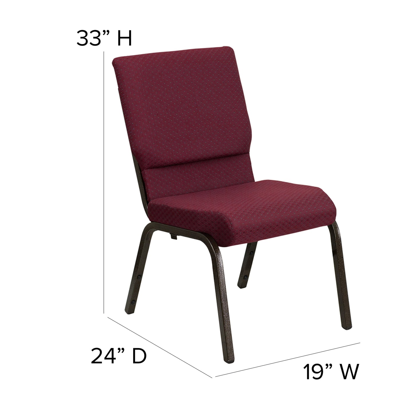 Burgundy Fabric Church Chair XU-CH-60096-BYXY56-GG