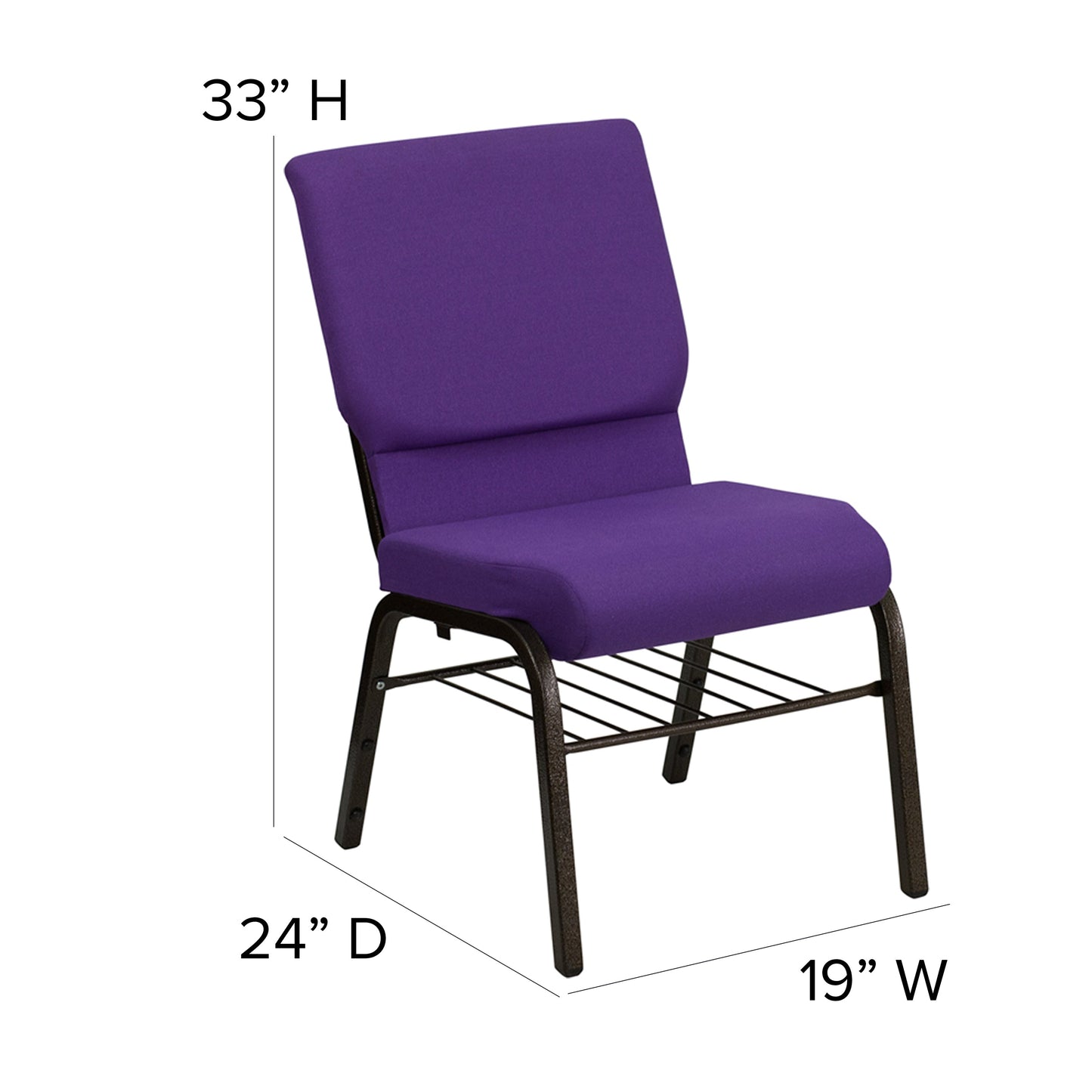 Purple Fabric Church Chair XU-CH-60096-PU-BAS-GG