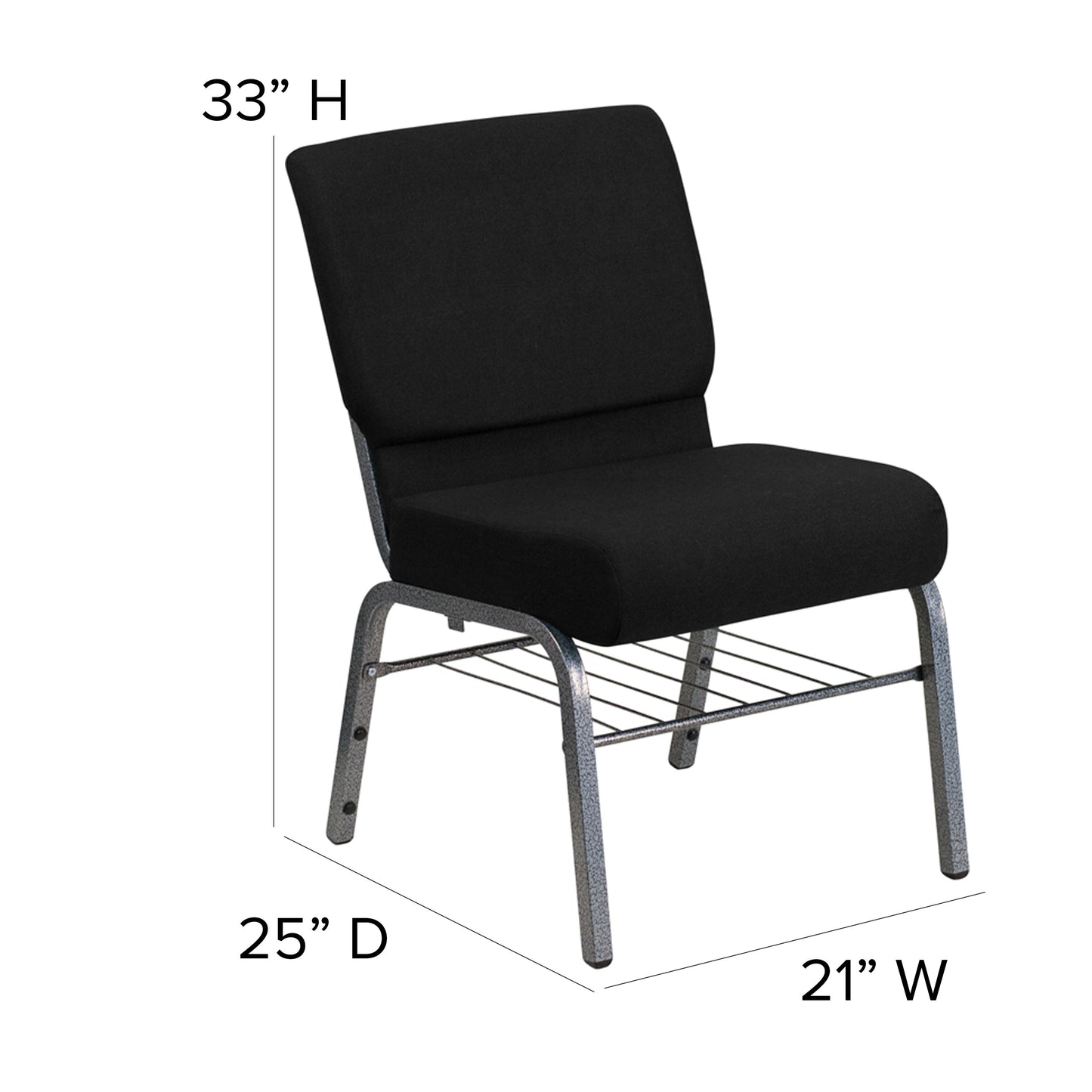 Black Fabric Church Chair XU-CH0221-BK-SV-BAS-GG