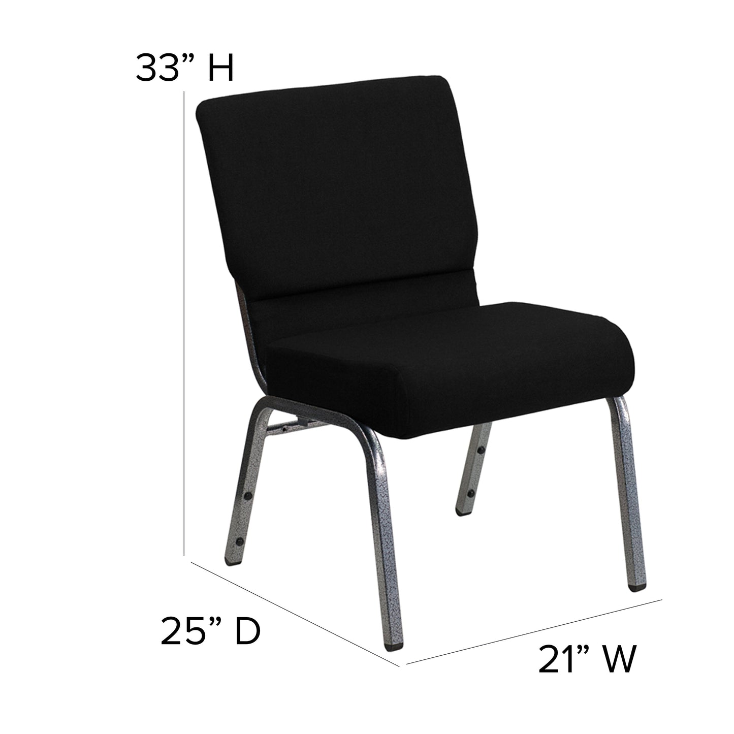 Black Fabric Church Chair XU-CH0221-BK-SV-GG