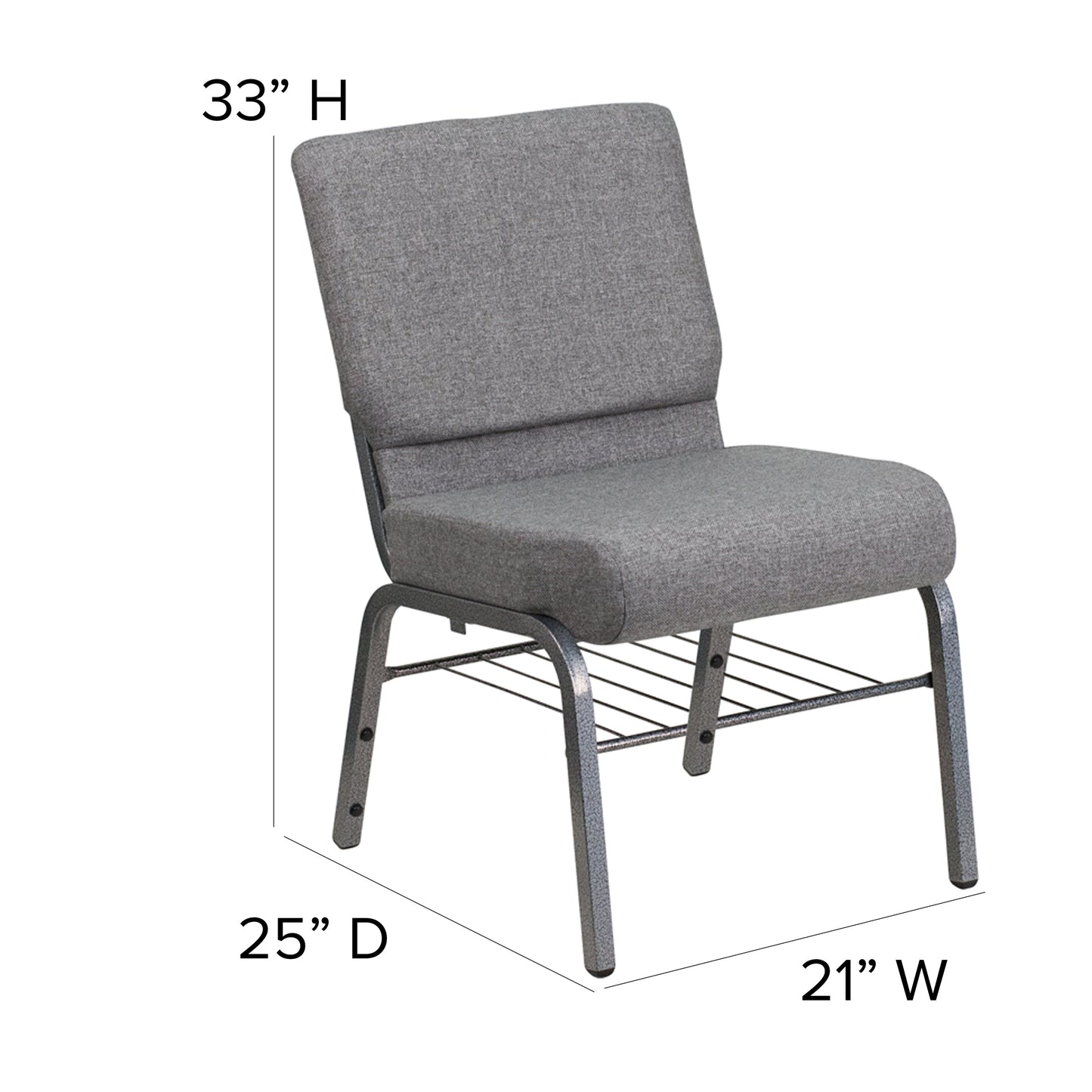 Gray Fabric Church Chair XU-CH0221-GY-SV-BAS-GG