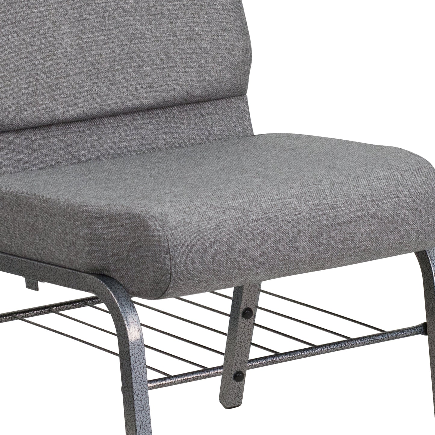 Gray Fabric Church Chair XU-CH0221-GY-SV-BAS-GG