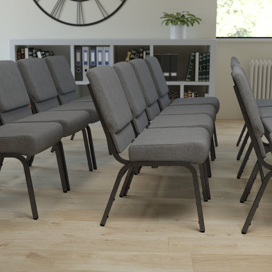 Gray Fabric Church Chair XU-CH0221-GY-SV-GG