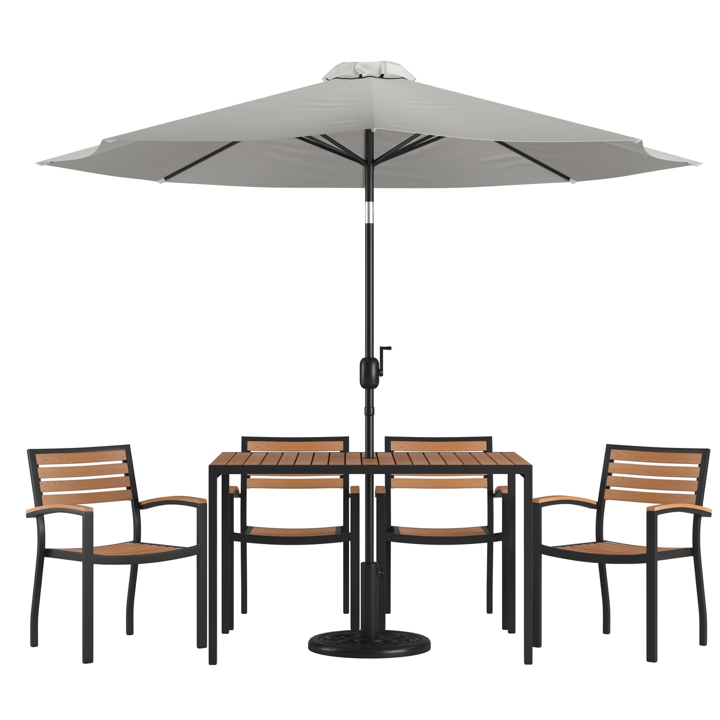 Table-4 Chairs-Umbrella & Base XU-DG-304860064-UB19BGY-GG