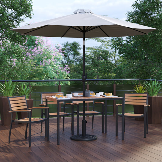 Table-4 Chairs-Umbrella & Base XU-DG-304860064-UB19BGY-GG