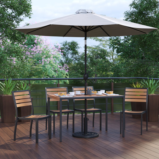 Faux Teak Patio Table & Chairs XU-DG-304860364-UB19BGY-GG