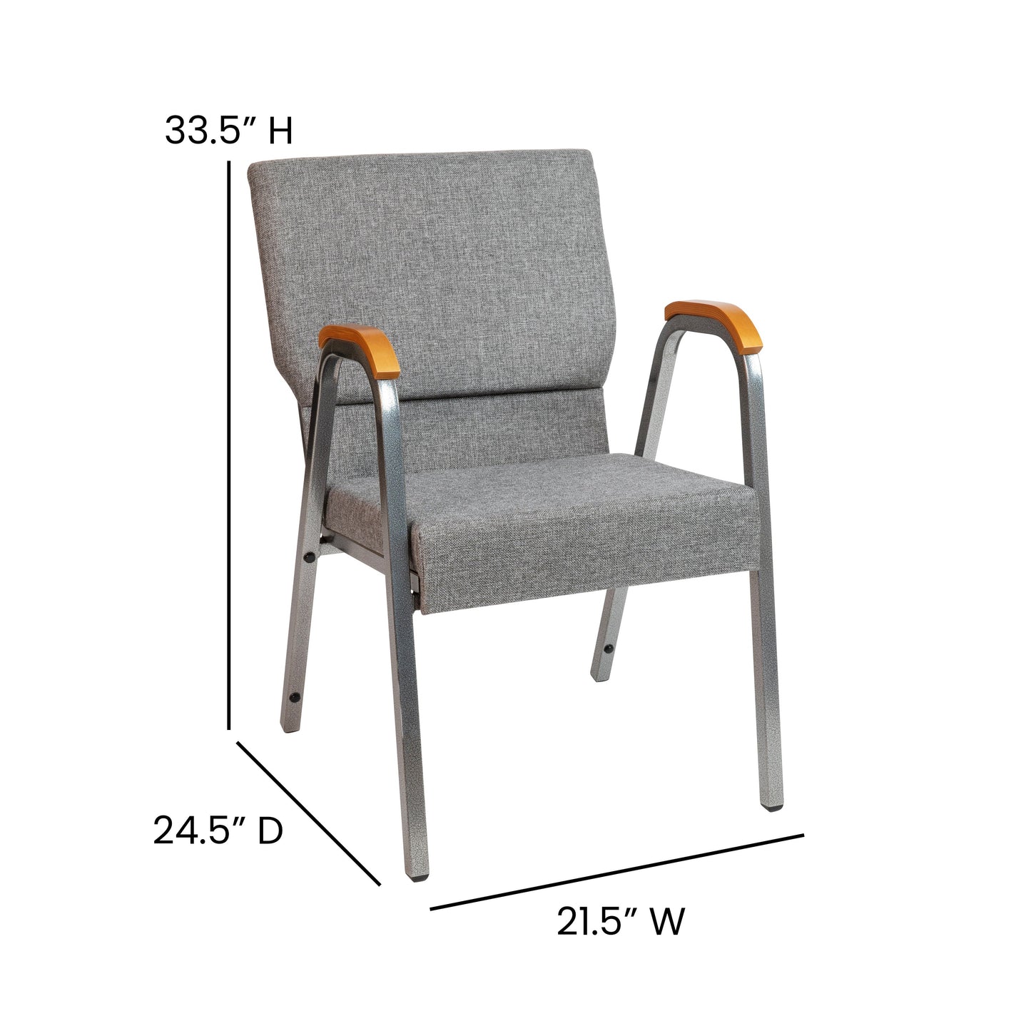 Gray Fabric Church Arm Chair XU-DG-60156-GY-GG