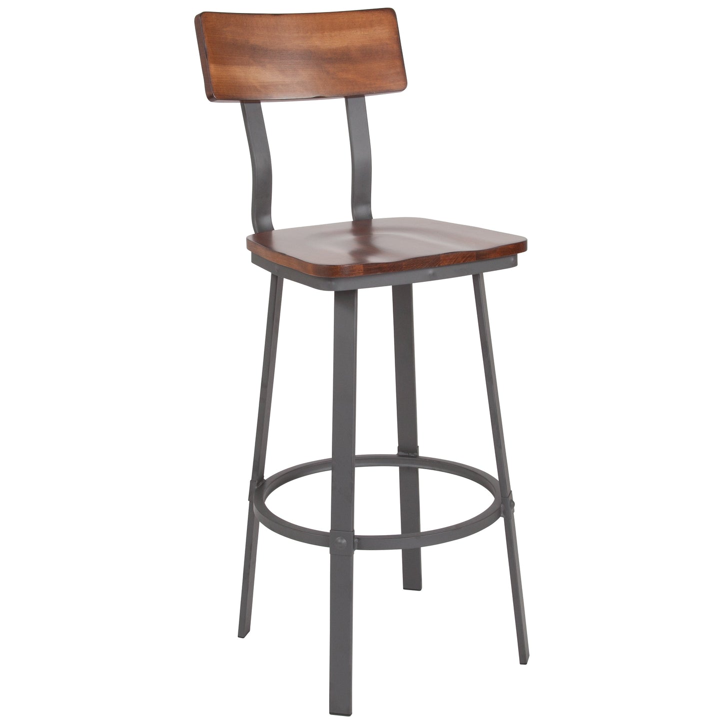 Walnut/Gray Metal Barstool XU-DG-60582B-GG