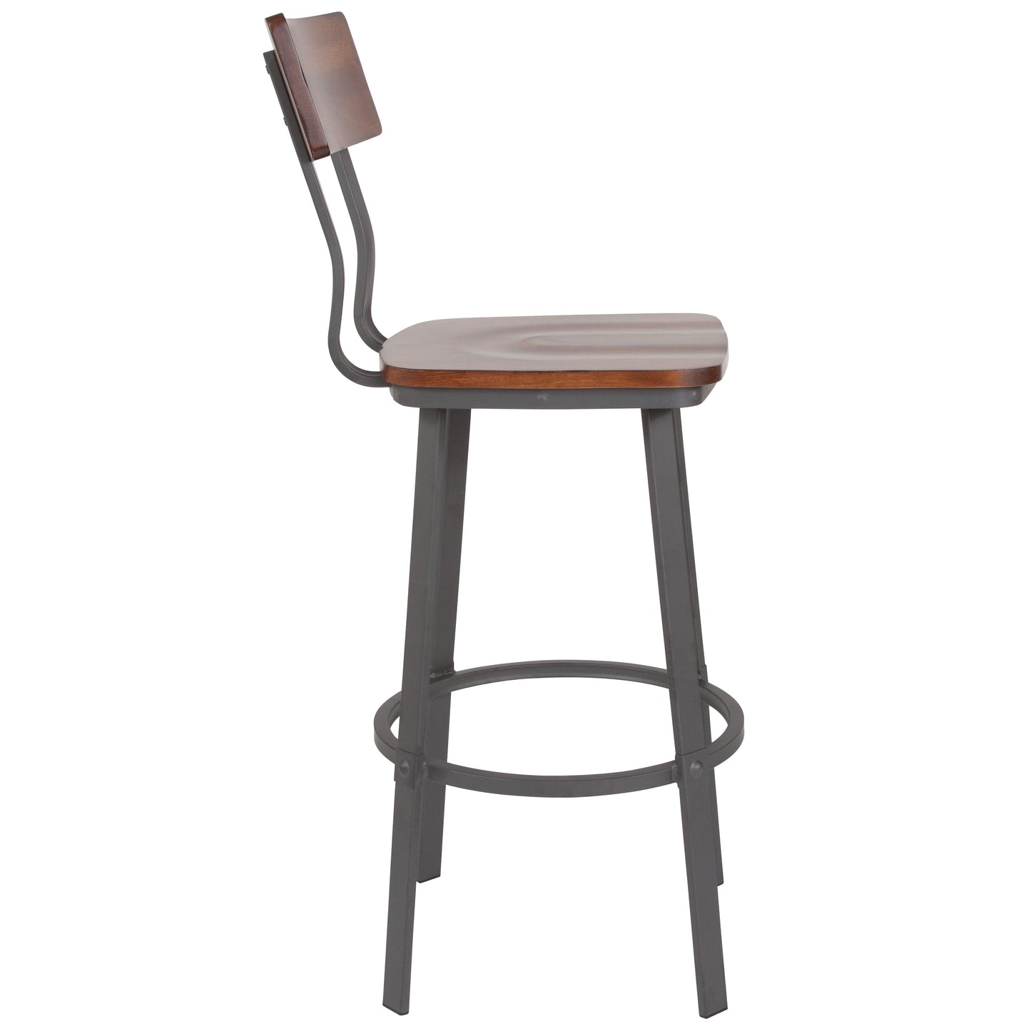 Walnut/Gray Metal Barstool XU-DG-60582B-GG