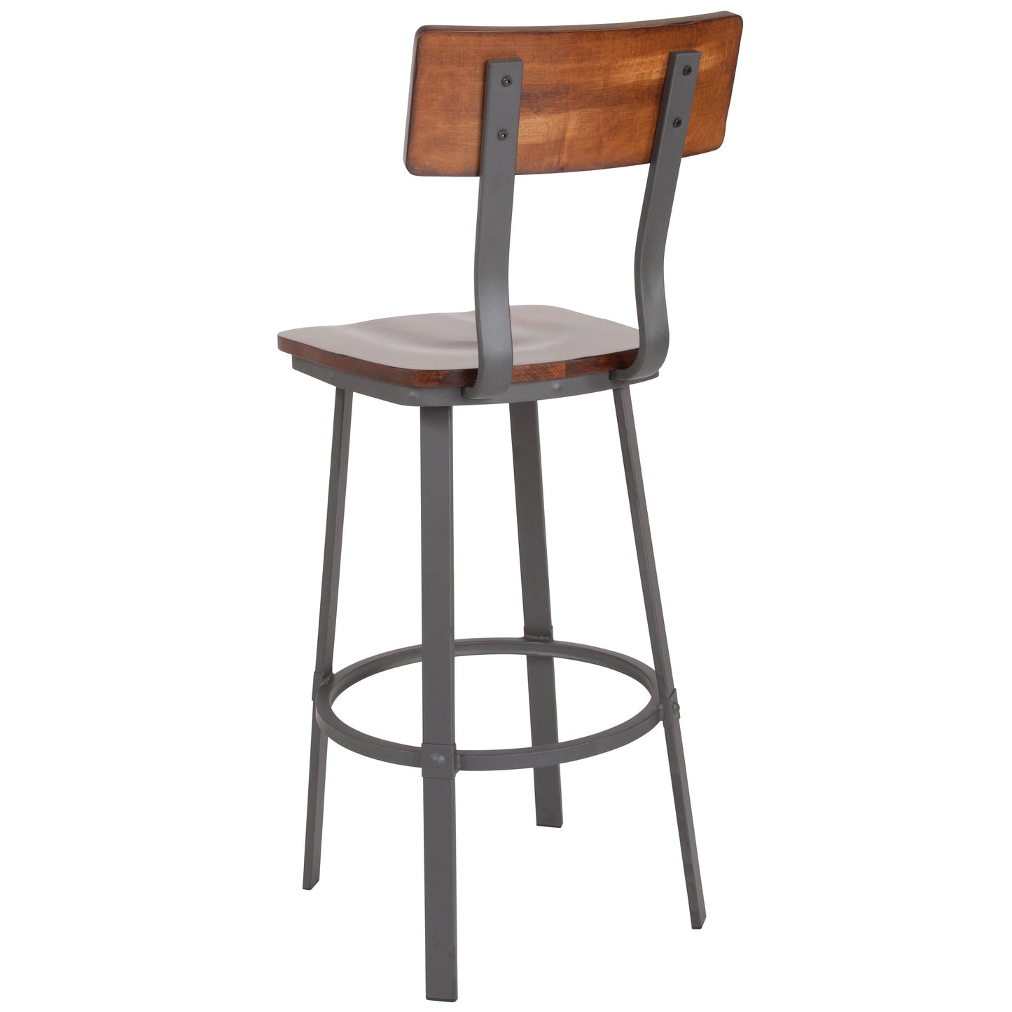 Walnut/Gray Metal Barstool XU-DG-60582B-GG